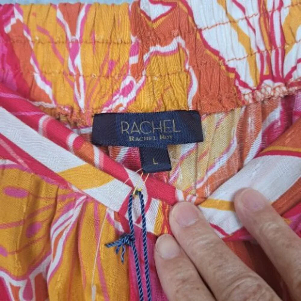 Rachel Roy Tropical Wide Leg Pull On Resort Pants - Picture 6 of 9